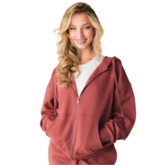 Vitality Rosewood Red Cozy Uni Zip Up Hoodie Size Small - Picture 1 of 14